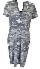 New Chaps Women's Camouflage Printed Shift Dress Grey Size M