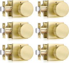 6 Pack Heavy Duty Gold Door Knobs - Brushed Brass for Bedroom & Bathroom