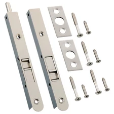 2 Pack Flush Bolt for Double Door 7 Inch Heavy Duty Chrome Plating Flush Latc...