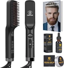 Ceenwes 3 in 1 Professional Beard Straightener with Beard Oil & Balm, Portable