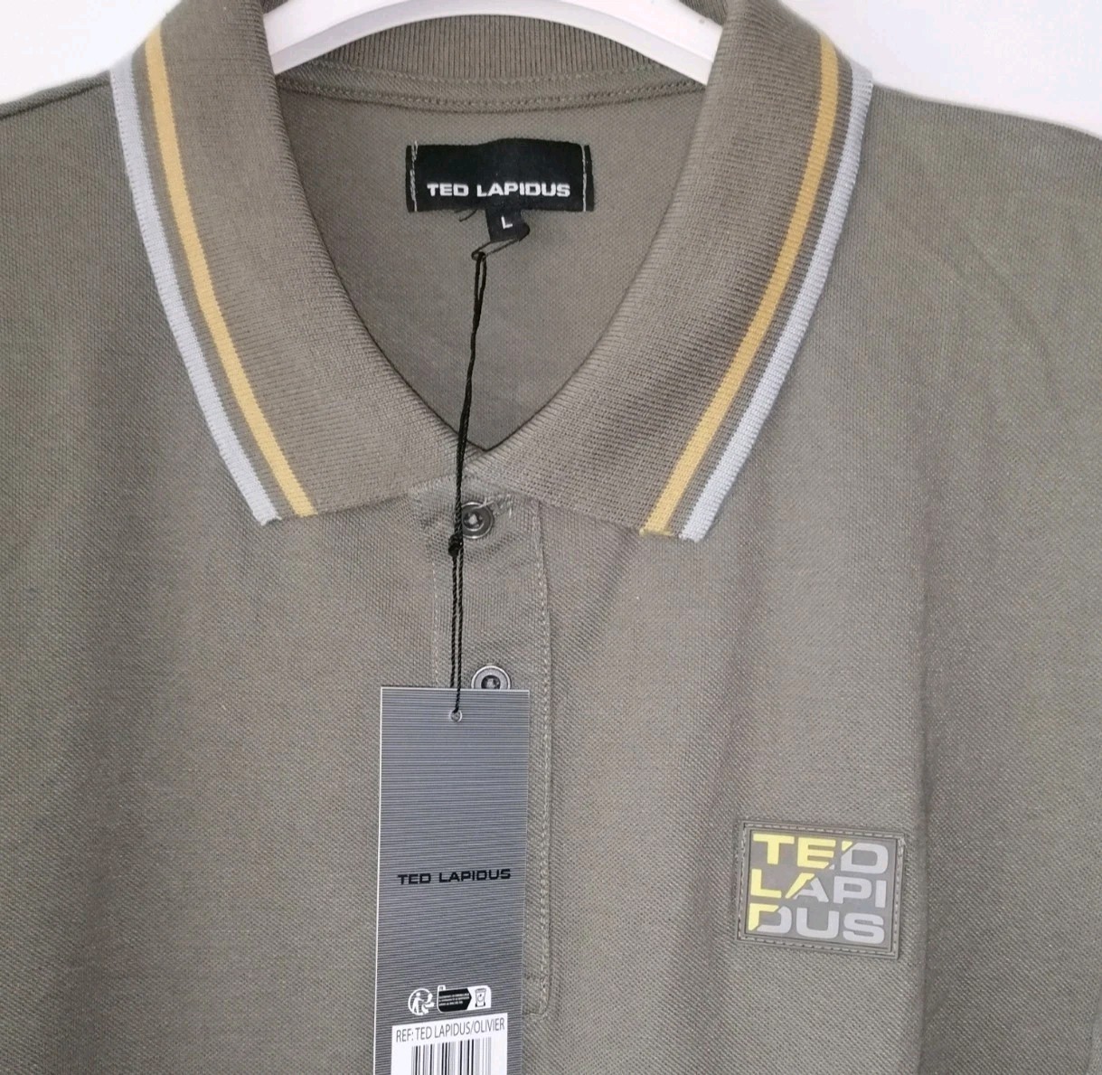 Ted Lapidus Homme Mens Polo Shirt Size L Short Sleeve Polo Lightweight Thin New image 4