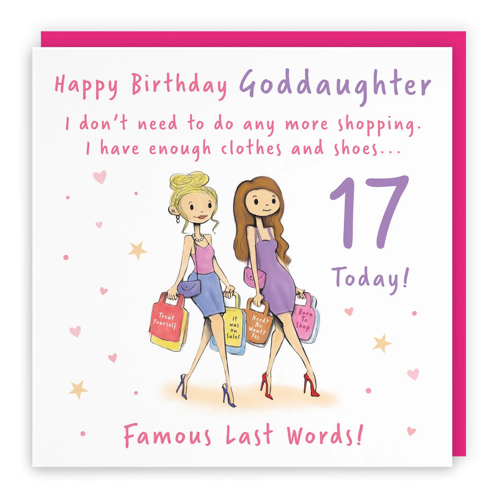 17th Goddaughter Birthday Card Shopping Silly Squiggles