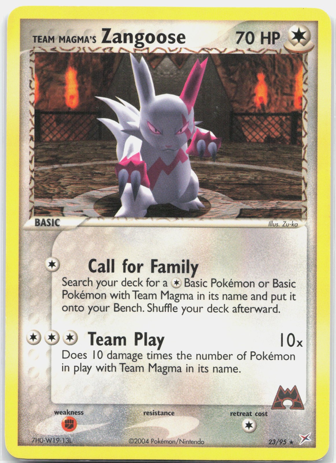 Team Magma's Zangoose Rare Team Magma vs Team Aqua MA Colorless Normal 23/95  LP