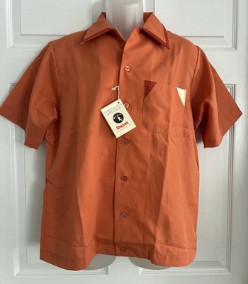 VTG NWT Deadstock King Louie Bowling Shirt Button Mens Rust Orange Dagger Collar