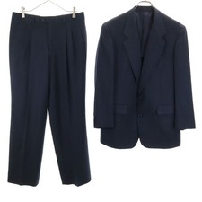 LANVIN 90s Wool Old suit Setup R48-45 Navy system Men's