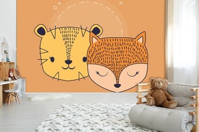3D Hand-drawn Cat Fox Illustration Wall Murals Wallpaper Murals Wall Sticker