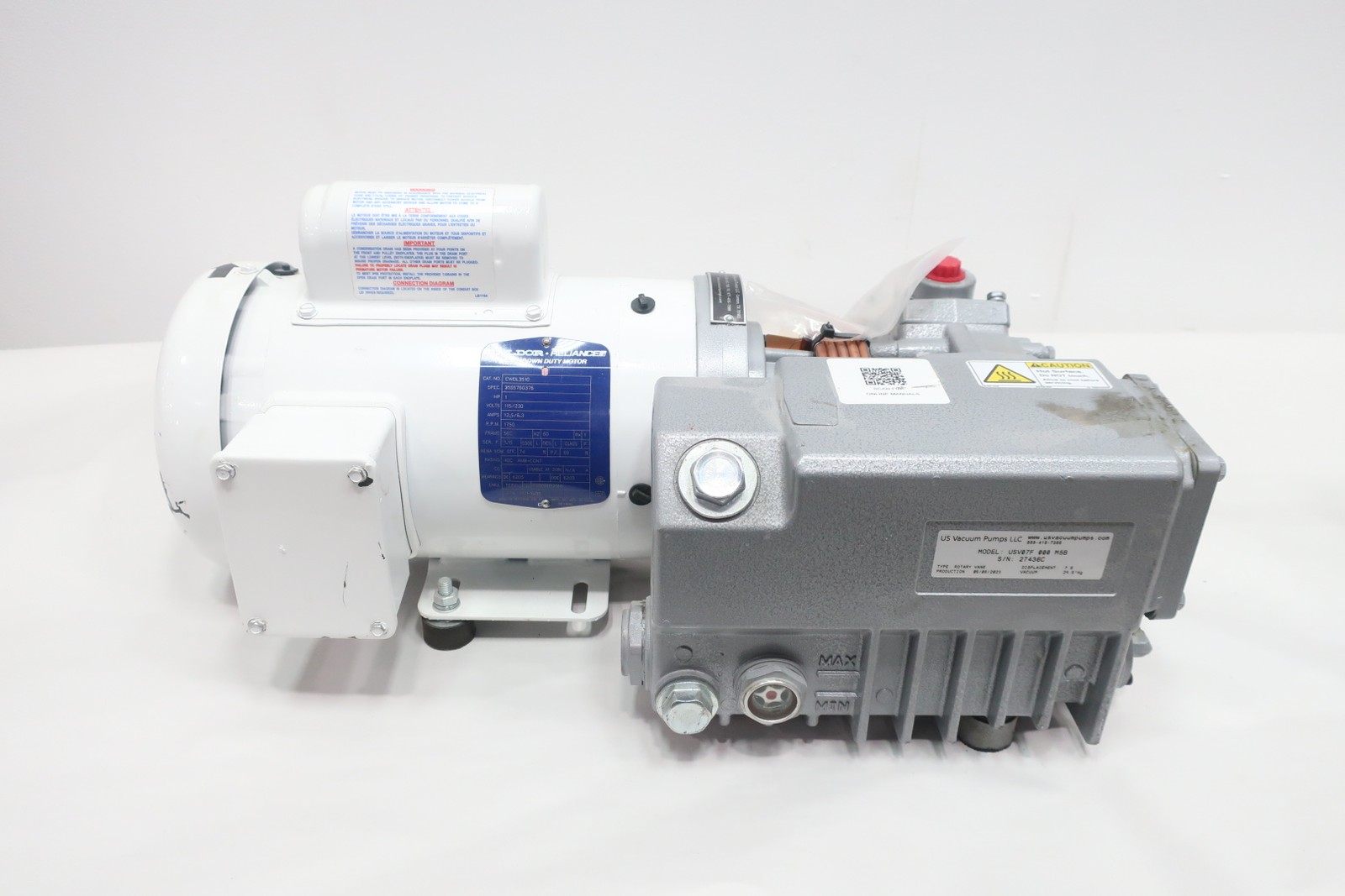 Us Vacuum USV07F-000-M5B Vacuum Pump 1hp 115/230v-ac