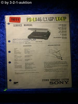 Sony Service Manual PS LX46 / LX46P / LX47P Turntable System (#1611)