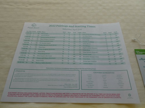 2022 Augusta National Women's Amateur Pin Flagge mit Pairing Sheet & Ticket Masters - Bild 4 von 5