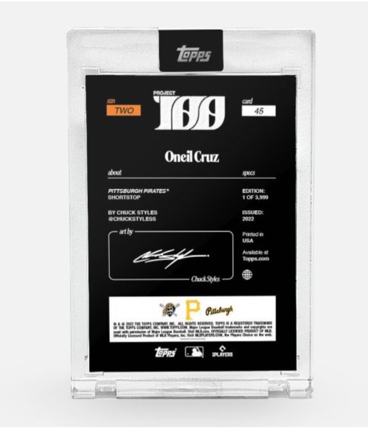 2022 Topps Project 100 ONEIL CRUZ #45 by Chuck Styles 3999 Rookie