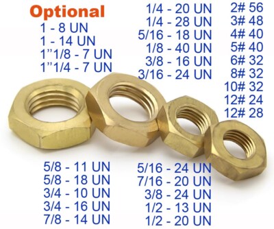 American UN Brass Hexagon Nuts 2# 3# 4# 5# 6# 8# 10# 12# 1/4 5/16 1/8 3/8 3/16UN