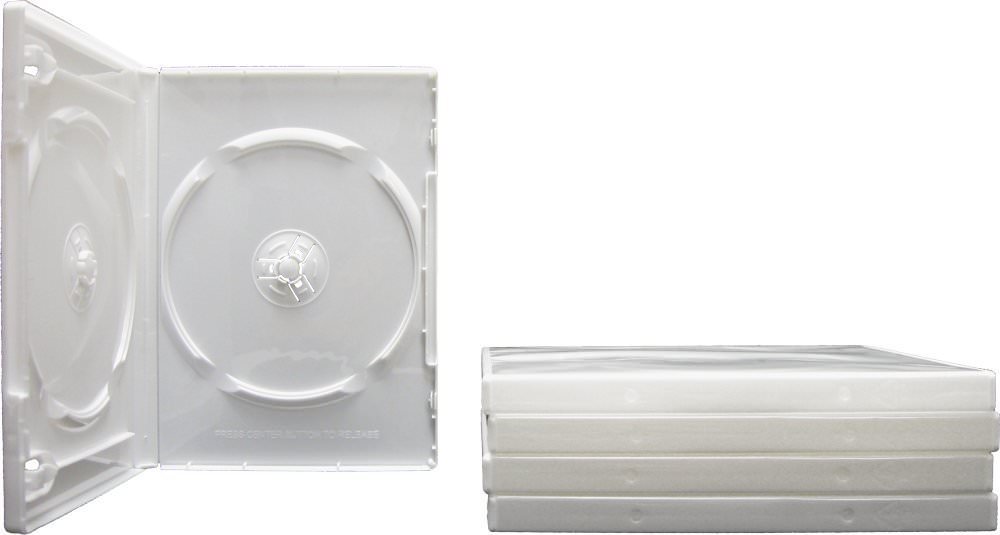 5) White Standard 2-Disc Capacity 14mm DVD Boxes Replacement Cases