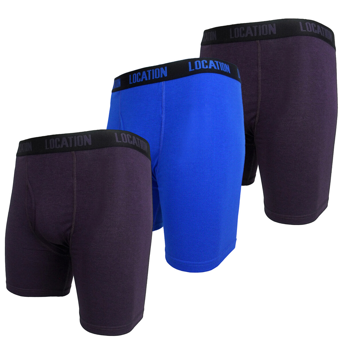 Mens Location Boxers 3 Pack Sports Longer Leg Boxer Shorts Mix & Match