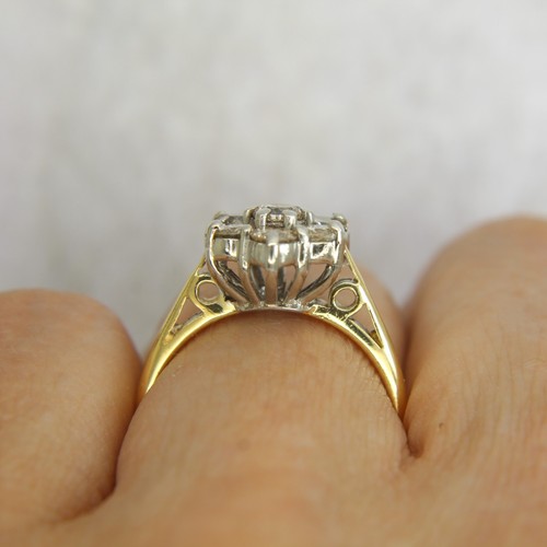 Stunning 1ct Diamond Cluster 18ct Yellow Gold ring L 1/2 ~ 6 - Picture 10 of 10