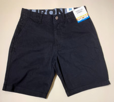 IRON CO. Men's Stretch Fabric Flex Waist Flat Front Shorts Black All Size