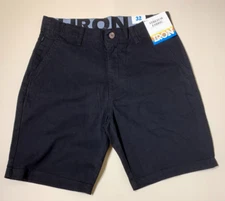 IRON CO. Men's Stretch Fabric Flex Waist Flat Front Shorts Black All Size