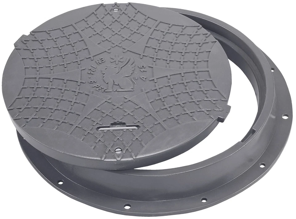 Schachtabdeckung Kanaldeckel Schachtdeckel DN600/800 A15 BabylonPlast™ Grau