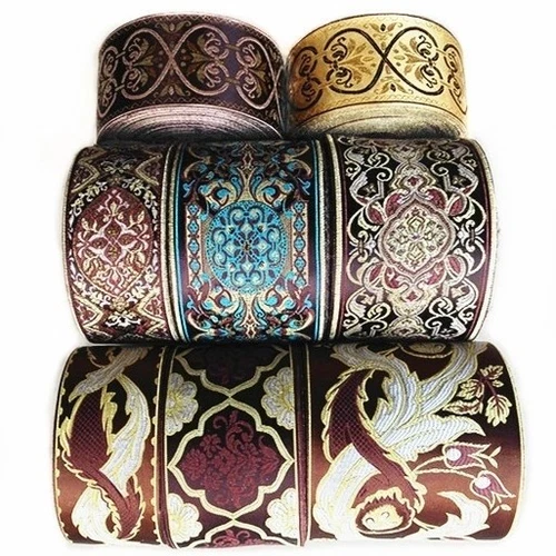 Vintage Floral Brocade Jacquard Ribbon Trim Braid Lace Fringe DIY Crafts