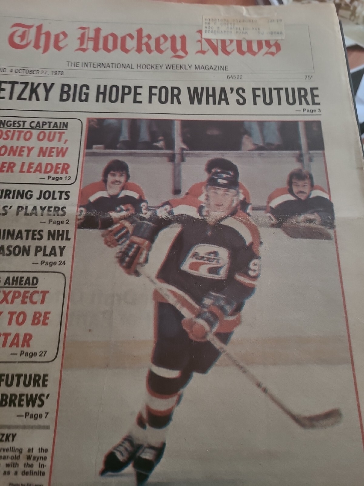 1978 WAYNE GRETZKY WHA HOCKEY NEWS MAGAZINE INDIANAPOLIS RACERS NHL