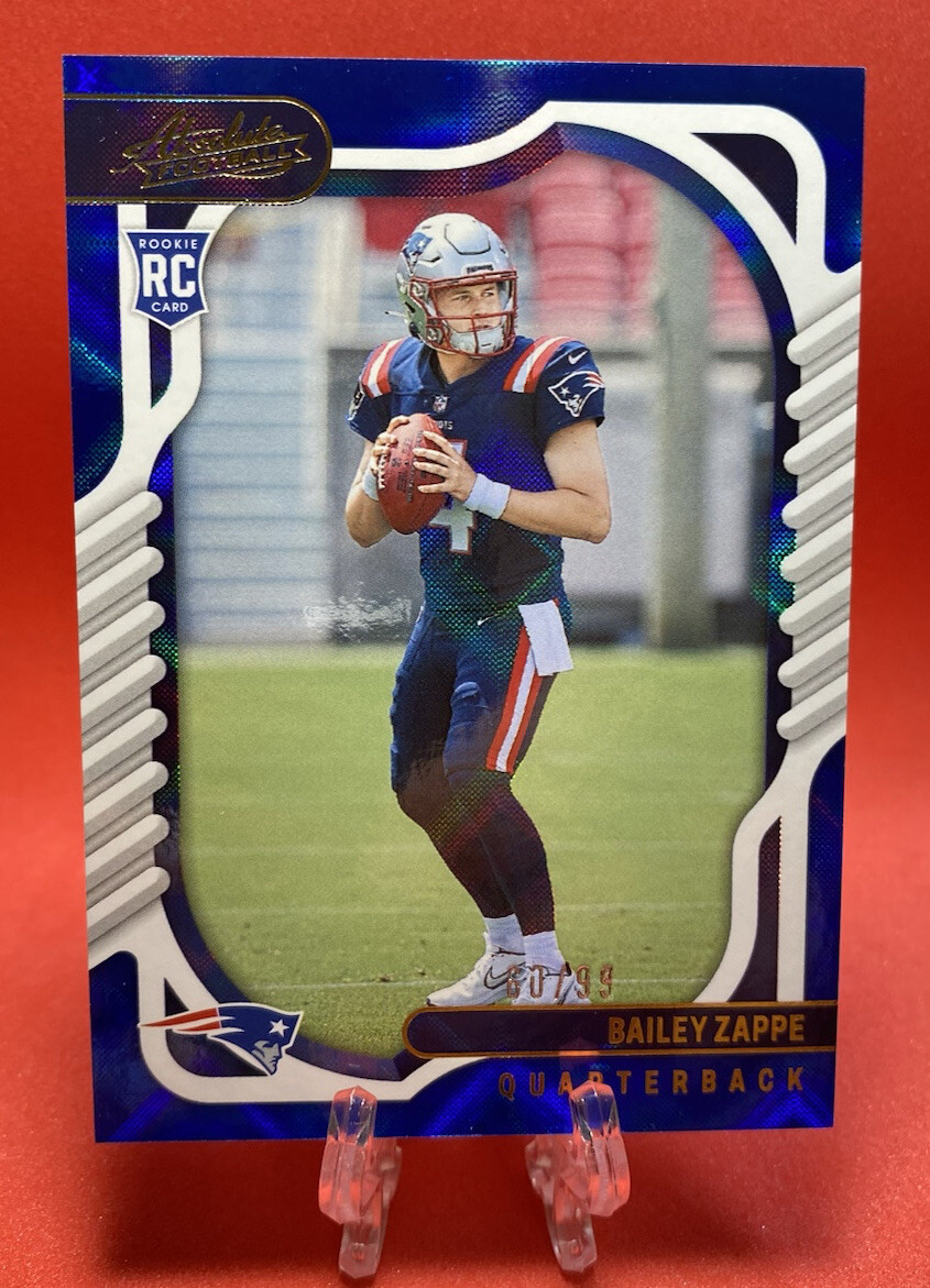2022 Absolute Football #129 Bailey Zappe Rookie Blue Diamonds /99 RC Patriots SN