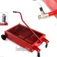 10 Gallon Low Profile Waste Oil  Drain Pan Tank Steel Reservoir Quick Oil Change