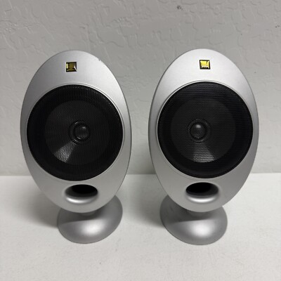 KEF KHT HTS2001 Egg Home Audio Satellite Surround Sound Speaker Pair In Silver