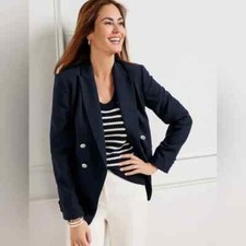 Talbots Tailored Stretch Double Breasted Navy Women's Blazer Suit Jacket Size 2