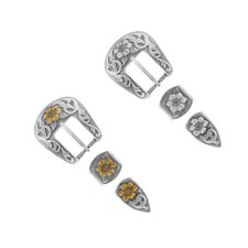 Western Cowgirl Cowboy Antique Floral Engraved Belt Buckle Set fits 1" strap