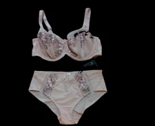 Sculptresse By Panache Logan #9855 Bra 42DD & Panty Large Set Light Pink