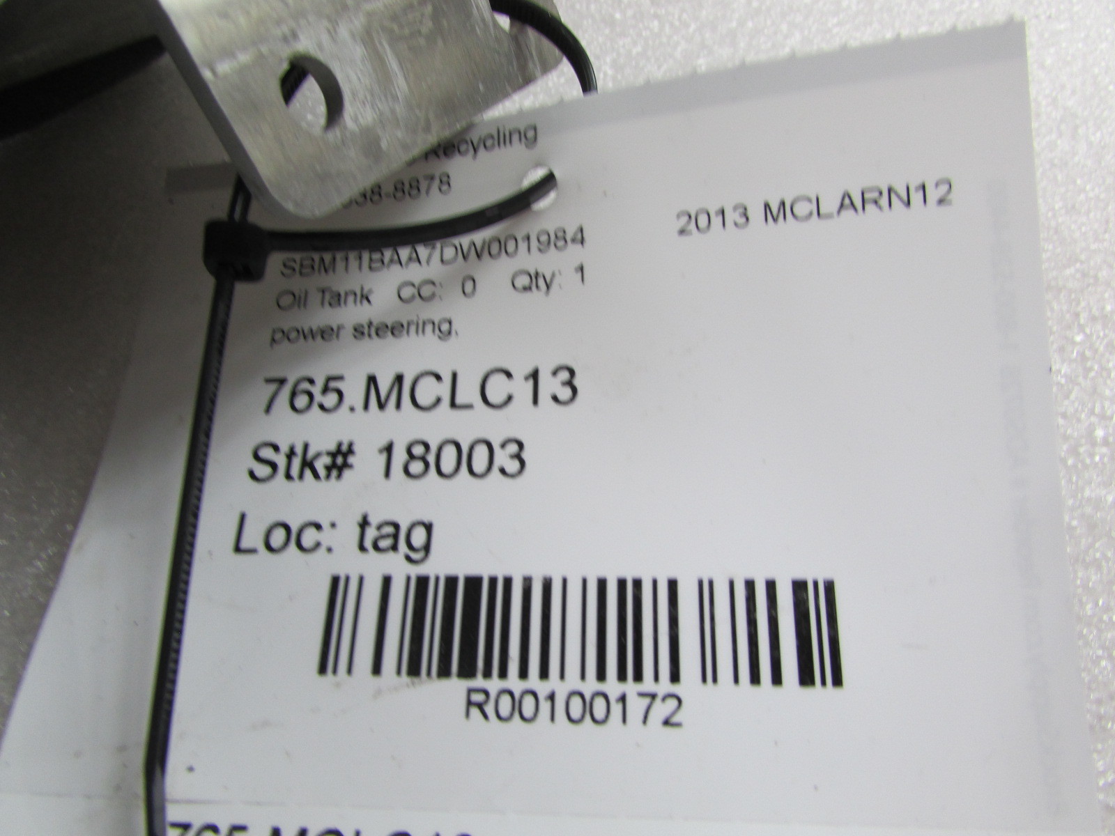 McLaren MP4-12C, Power Steering Oil Tank, Used
