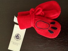 Brand new Petit Bateau baby mittens- Red, 3/6 months, wool blend
