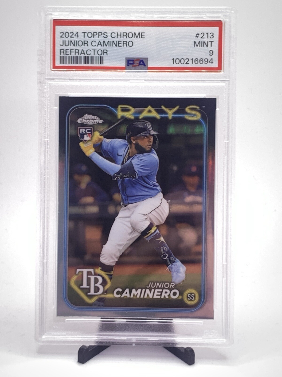 JUNIOR CAMINERO 2024 Topps Chrome 213 Refractor RC Rookie PSA 9