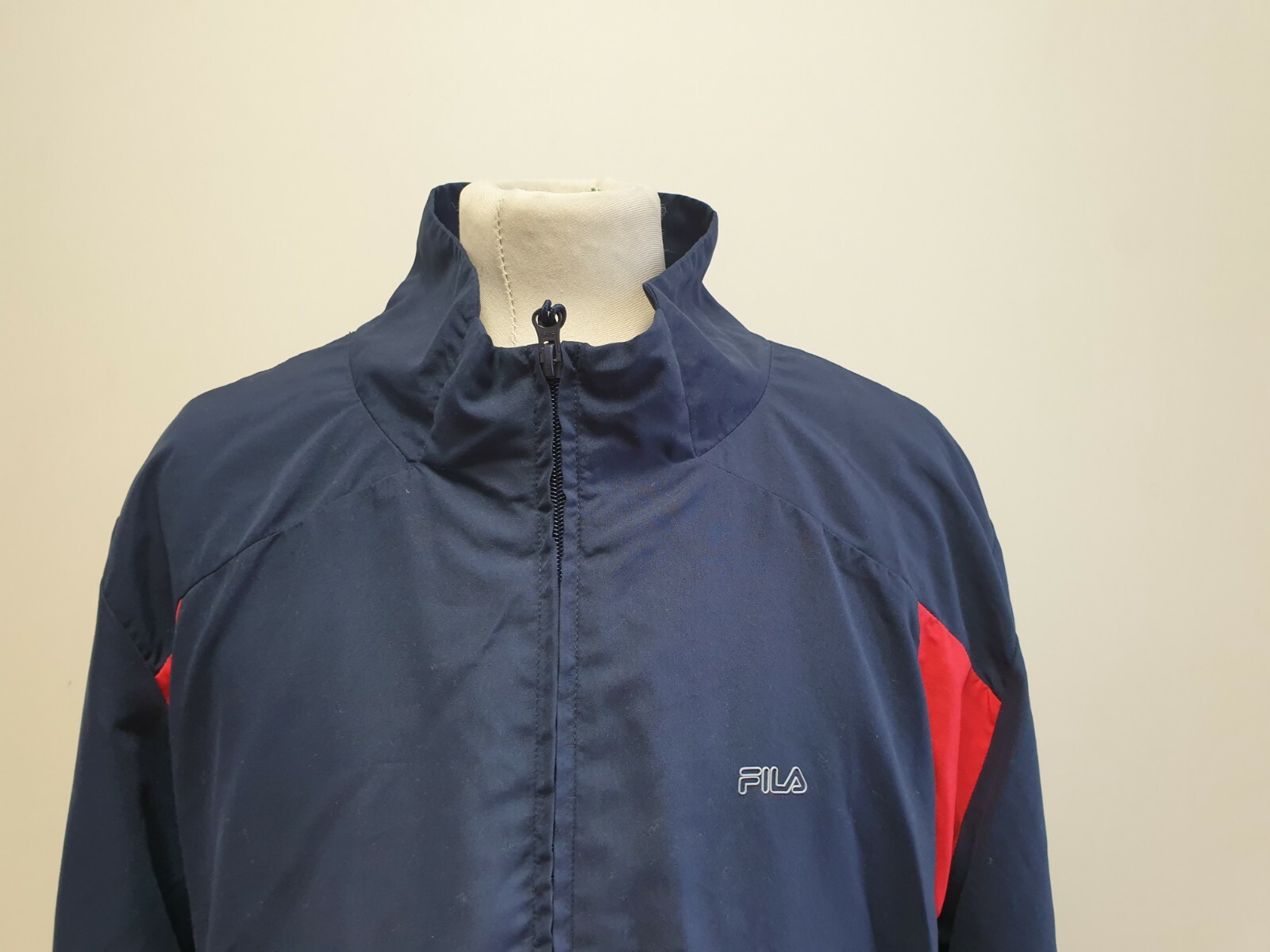 PP449 GIACCA SPORTIVA UOMO FILA BLU NAVY ROSSA MANICA LUNGA ZIP UK 2XL EU 60