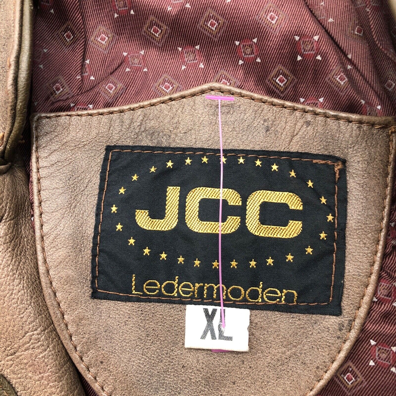 eBay Size Vintage Jacket XL Ledermoden Sleeve Jcc Long Brown Button Leather | Adult