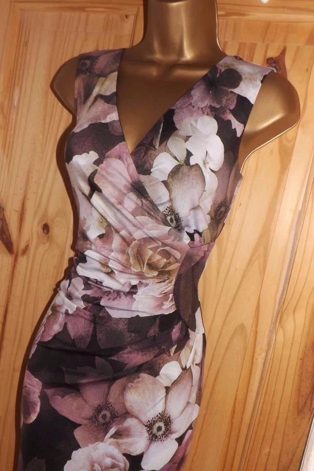 Phase Eight Blumendruck stretchig Pencil Wiggle Wickel Party Kleid Gr. 14 - Bild 2 von 4