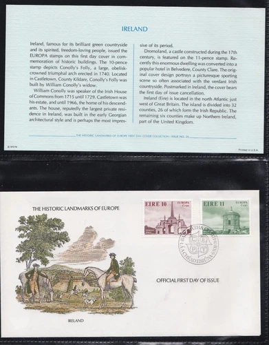 IRELAND 1978 FIRST DAY OVERSIZED COVER EUROPA ARCHITECTURE + CARD + CACHET