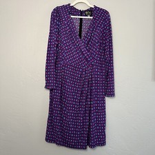 Vintage Bob Mackie Wearable Art Purple Diamond Faux Wrap Dress Size Large