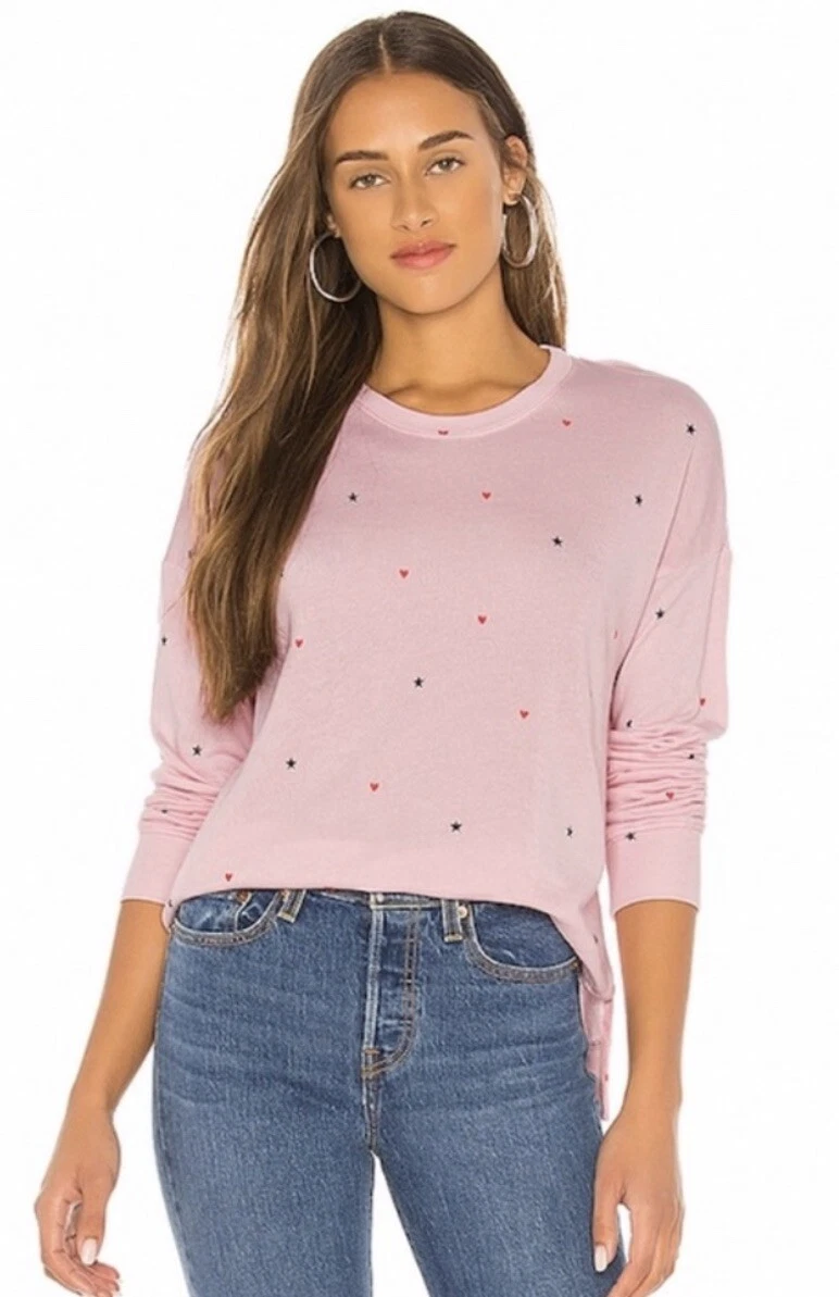Sundry Stars Hearts Sweatshirt in Pink. NWT. Size Small 1 . Retail 168