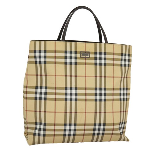 Burberry Nova Check Beige Canvas Tote Bag Authentic