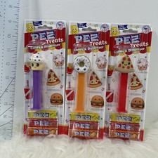 (3) PEZ Treats Candy & Dispenser Sealed Cupcake Donut And Pizza