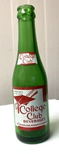 Vintage Soda Pop Beverage Bottle  -ACL  -  College Club, Windsor, PA.  6 z