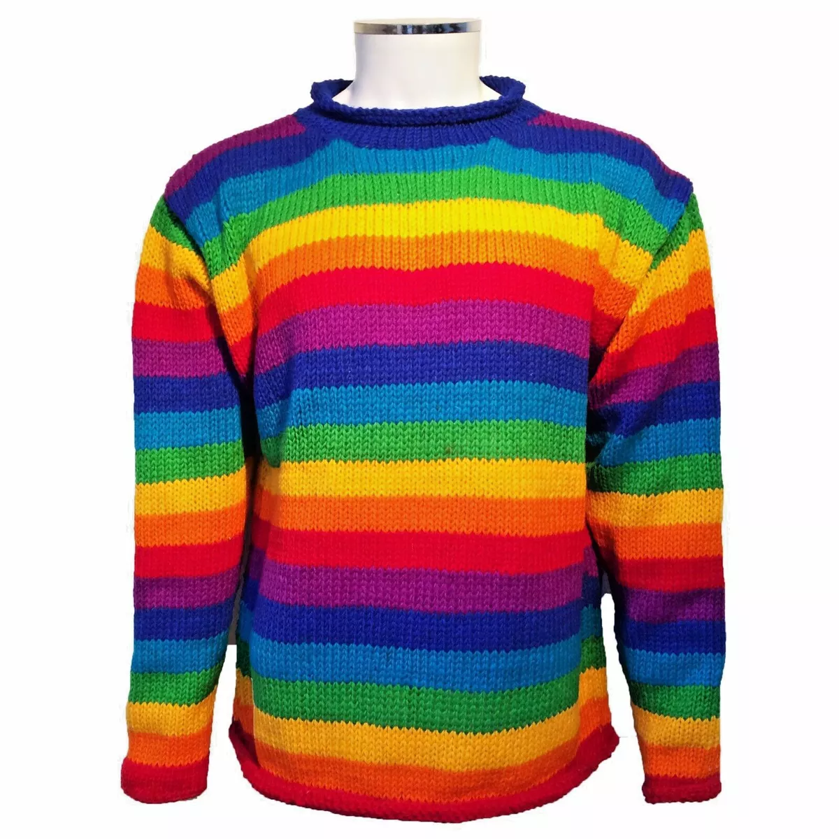 Mens multi top coloured striped jumper