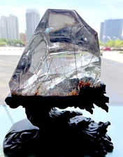 10.6LB A+ Natural Rutile quartz + Ghost Phantom Crystal Tower Point Reiki heal