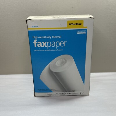 OFFICEMAX - 5 New Rolls Fax Paper, High Sensitivity, 8.5  x 98 , 1/2  Core Diam