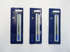 3 X Waterman Blue Fine Rollerball Refills - Sealed - New