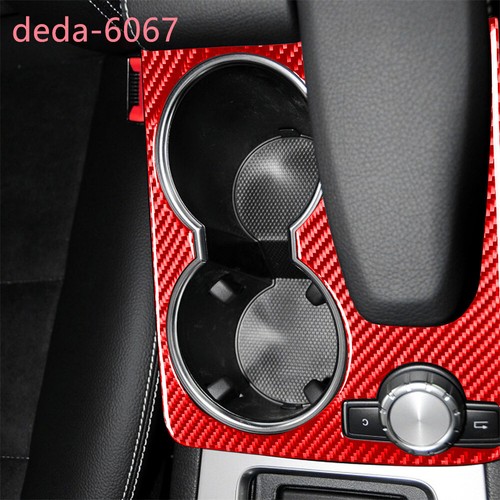Red Carbon Fiber Water Cup Holder Panel Cover Trim For Benz C Class W204 2007-14 - Foto 6 di 12