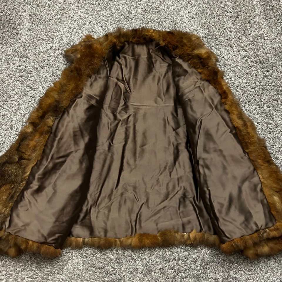 Casaco de pele sintética vintage anos 60 patchwork Sears Fashions marrom boho jaqueta hippie - Imagem 3 de 4