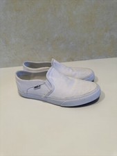 Vans Women's Classic Slip On White Canvas Skater Shoes Size 8