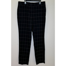 Calvin Klein Womens Pants Sz 10 Black White Windowpane Straight Leg Pockets NWT
