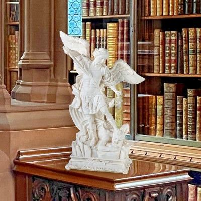 Reg Price $129  Design Toscano Orig  15.5''  Bonded Marble St Michael Statue New